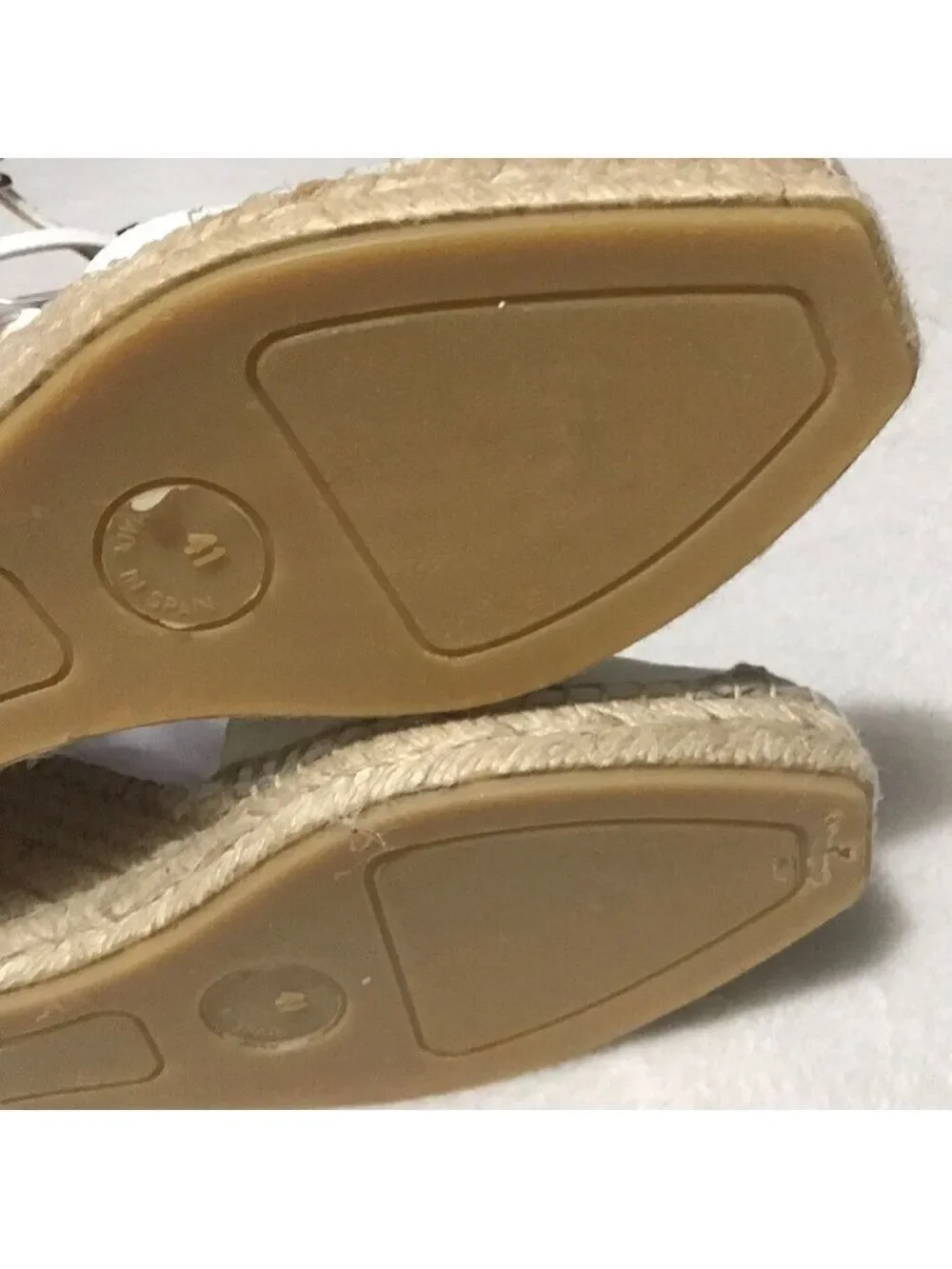 Anthropologie Maypol White Studded Ankle-Strap Wedge Espadrilles Sz 9M